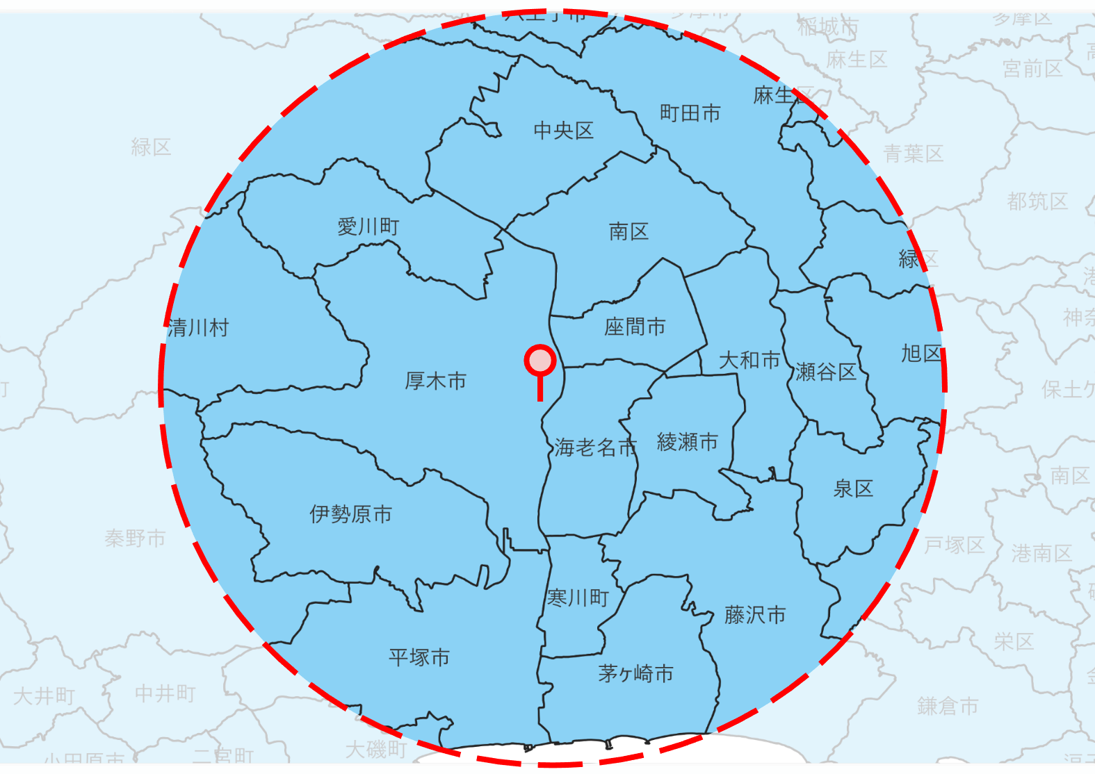 訪問エリアの地図